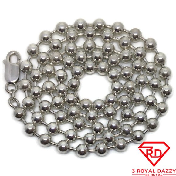Beads Chain 22 inch Necklace 925 Solid Silver